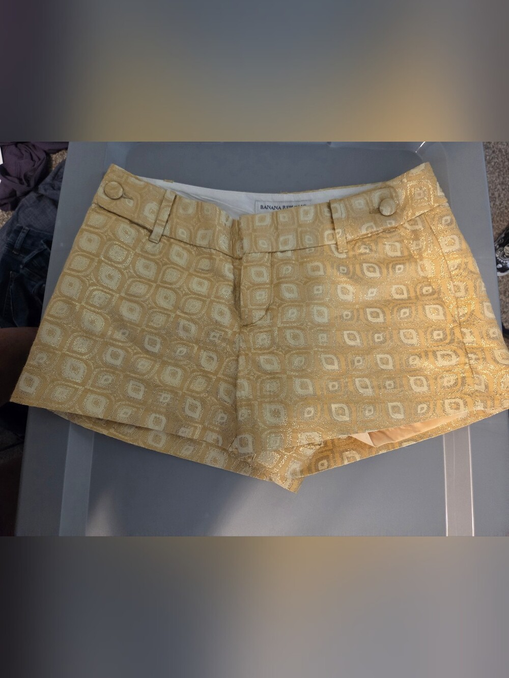 Banana Republic Gold Patterned Tailored Women's Shorts,size4 ,nnt